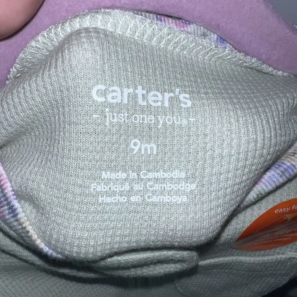 Carters Just One You Sage Green Waffle Knit 2-Way Zip Footed Sleep Play 9M New